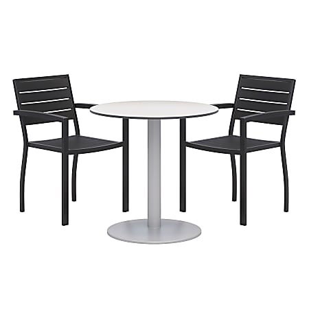 KFI Studios Eveleen 3-Piece Outdoor Patio Set, 41”H x 32”W x 55”D, Black Chairs, Gray/Silver Table