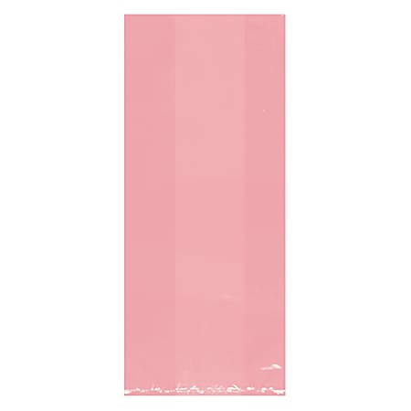 Amscan Plastic Treat Bags, Medium, Pink, Pack Of 100 Bags