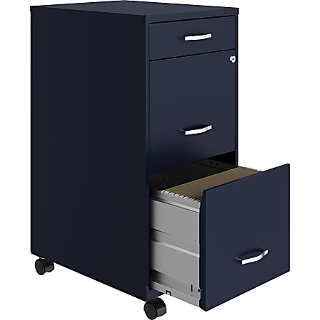 Lorell® SOHO 18"D Vertical 3-Drawer Mobile File Cabinet, Navy