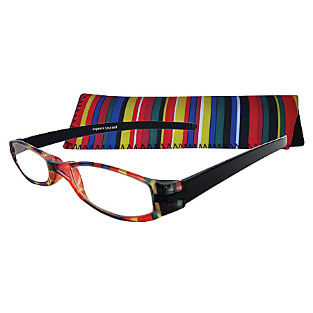 Zoom Eyeworks Reading Eyewear, Expressions Neoprene Multi-Stripe, +1.25