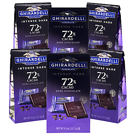 Ghirardelli Dark Chocolate 72% Intense Dark Squares, 4.1 Oz, Total Qty 6
