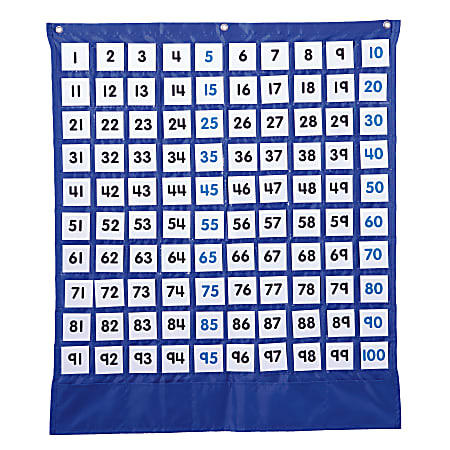 Carson-Dellosa Deluxe Hundreds Pocket Chart, Math, 26" x 30", Blue