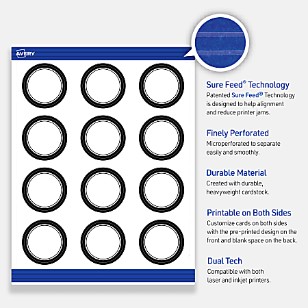 Avery Print To The Edge Cards With Sure Feed Technology S00 D2C PRMWC10