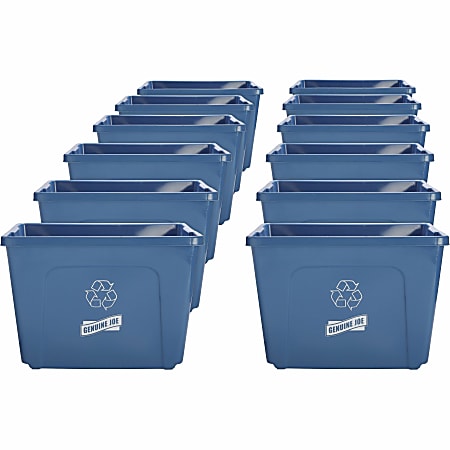 Genuine Joe 14-Gallon Recycling Bin - 14 gal Capacity - Rectangular - Yes - 14.5" Height x 19.5" Width x 15.4" Depth - Plastic - Blue - 12 / Carton