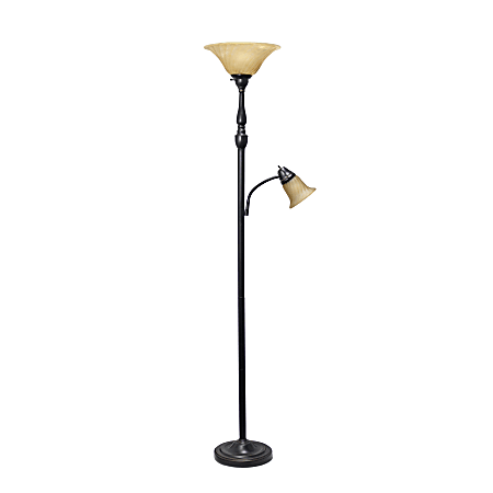 Elegant Designs 2-Light Mother/Daughter 71"H Floor Lamp, Amber/Restoration Bronze