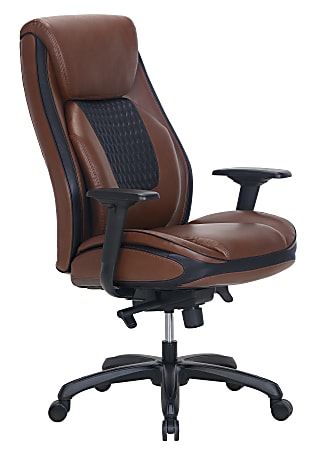 Shaquille O'Neal™ Nereus Ergonomic Bonded Leather High-Back Executive Chair, Brown/Black