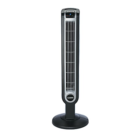 Lasko 2505 Tower Fan with Remote Control - 3 Speed - Remote, Oscillating, Timer-off Function, Comfortable Handle - 36" Height x 12" Width - Plastic Body - Black