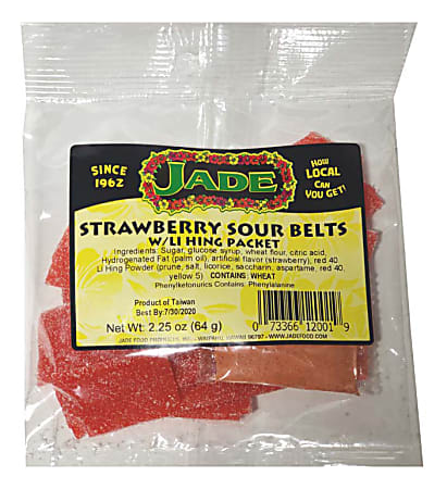 Jade Food Products Sour Strawberry Belts