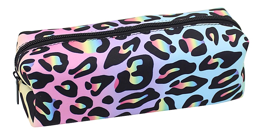 Office Depot® Brand Neoprene Pencil Pouch, 3" x 8-1/4", Rainbow Leopard