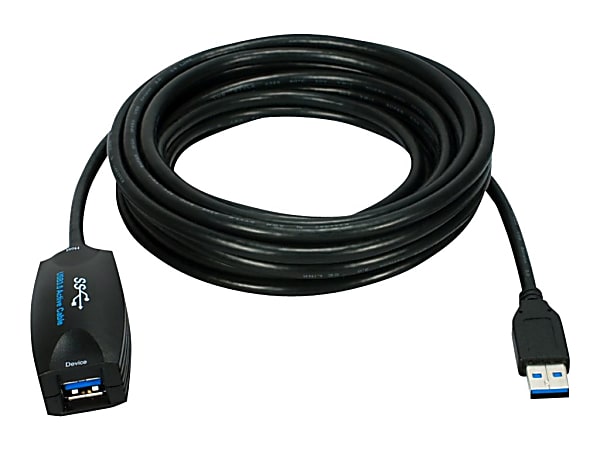 QVS USB 3.0 5Gbps Active Extension Cable - 16 ft USB Data Transfer Cable  - USB3RPTR
