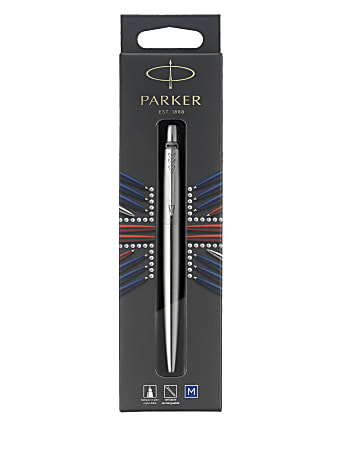 Jotter Rollerball Pen, Medium Point 0.7 mm, Black Ink, Stainless Steel Barrel