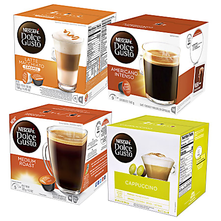 Nescafe® Dolce Gusto® Single-Serve Coffee Pods, Variety Bundle, Carton Of 32, 4 x 8 Per Box