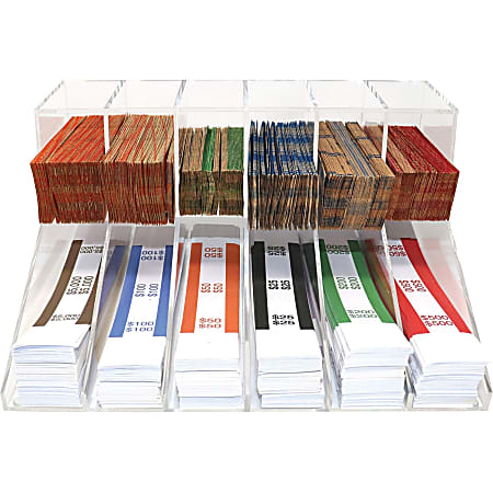 Nadex Coins Acrylic Bills Coins Wrappers Tray - 6 Bill - Acrylic - Clear - 5.3" Height x 7.8" Width x 10.2" Depth