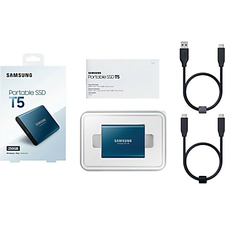 Samsung T5 500GB Portable External Solid State Drive Blue - Office