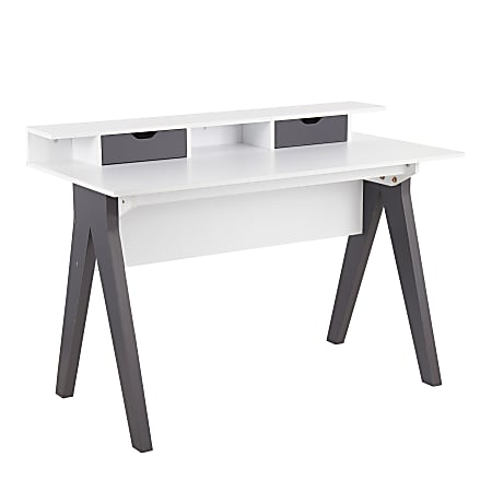 LumiSource Wishbone 48"W Desk, Gray/White