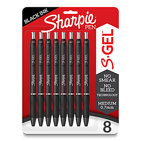 Sharpie S-Gel, Gel Pens, Medium Point (0.7mm), Black Ink Gel Pen, 8 Count