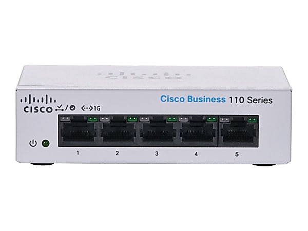 Cisco Business 110 CBS110-5T-D Ethernet Switch - 5 Ports - Gigabit Ethernet - 10/100/1000Base-T - 2 Layer Supported - 2.74 W Power Consumption - Twisted Pair - Desktop, Wall Mountable - Lifetime Limited Warranty