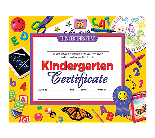 Hayes Publishing Certificates, Kindergarten, 8 1/2" x 11", Multicolor, Pack Of 30