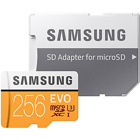 Samsung EVO 256 GB Class 10 microSDXC 100 MBs Read 90 MBs Write