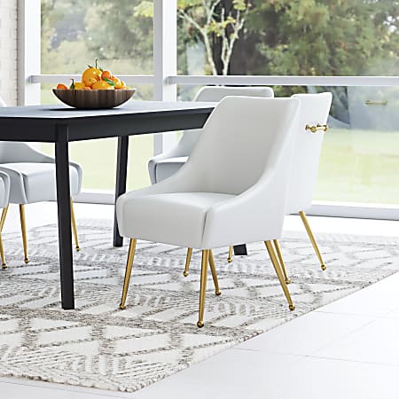 Zuo Maxine Dining Accent Chair, White/Gold