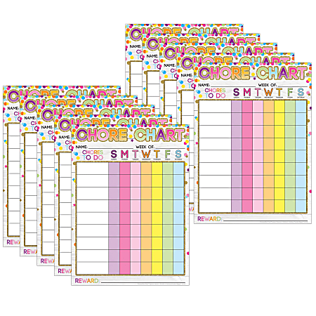 Ashley Productions Smart Poly PosterMat Pals Space Savers, 13" x 9-1/2", Chores Confetti Style, Pack Of 10 Pieces