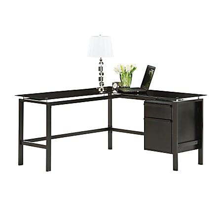 Realspace® Lake Point 56”W L-Shaped Desk with 56”W Return, Black