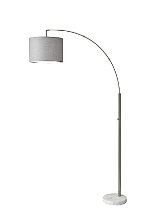 Adesso® Bowery Arc Floor Lamp, 73 1/2"H, Gray Shade/White Base