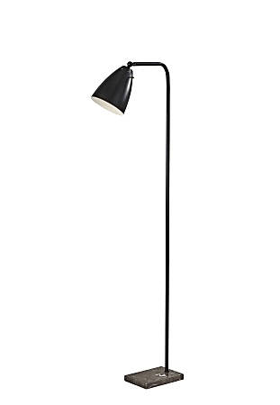 Adesso® Vincent Floor Lamp, 55"H, Black Shade/Brown Marble Base