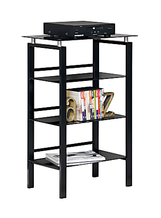 Realspace® Lake Point 38"H 3-Shelf Contemporary Bookcase, Black/Powder Coat