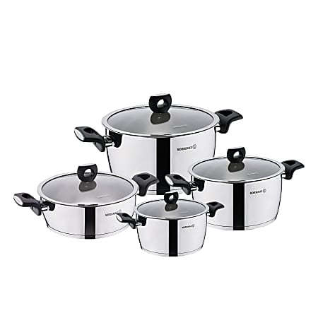 Korkmaz Nora 8-Piece Stainless Steel Casserole Cookware Set, Silver