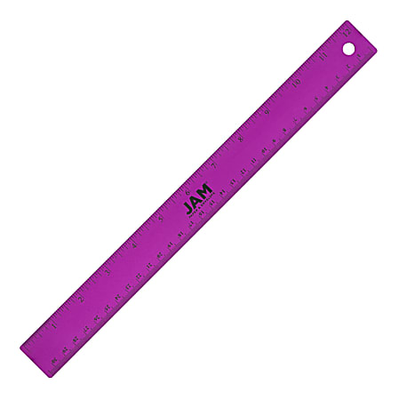 JAM Paper® Non-Skid Stainless-Steel Ruler, 12", Purple 