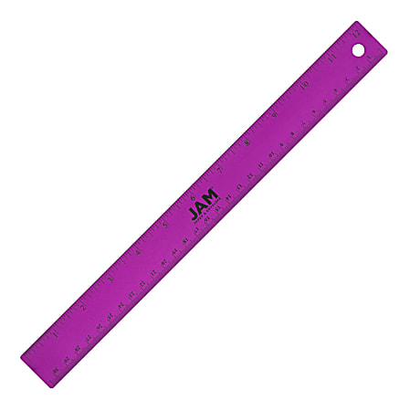 JAM Paper® Non-Skid Stainless-Steel Ruler, 12", Purple