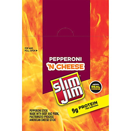 Slim Jim Pepperoni And Cheese Packs, 1.5 Oz, Box Of 18 Packs