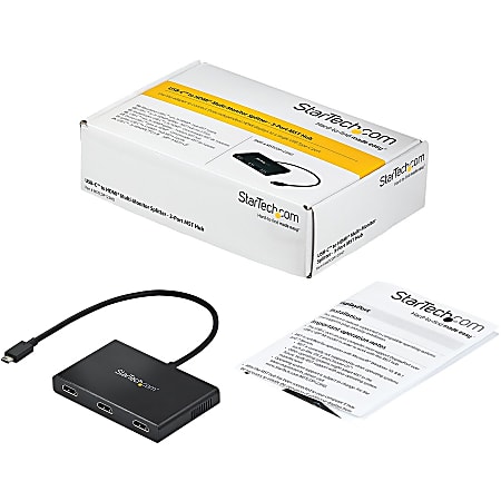 StarTech.com 3-Port USB-C Multi-Monitor Adapter, Type-C to 3x HDMI MST Hub, Triple 1080p HDMI Laptop Display Extender / Splitter, Windows