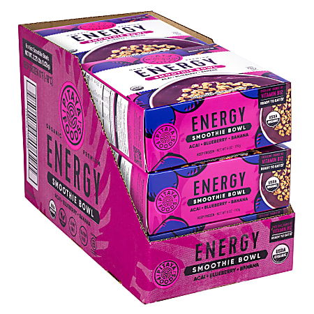 Pitaya Foods Organic Acai, Blueberry And Banana Bowls, 6 Oz, Carton Of 6 Bowls