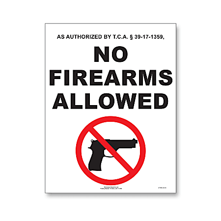 ComplyRight™ State Weapons Law Poster, English, Tennessee, 8-1/2" x 11"