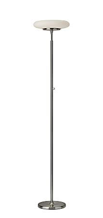 Adesso® Hubble LED Torchiere, 72"H, White Shade/Brushed Steel