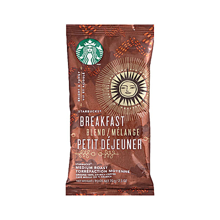 Starbucks® Ground Coffee, Breakfast Blend, 2.5 Oz Per Bag, Box Of 18 Packets