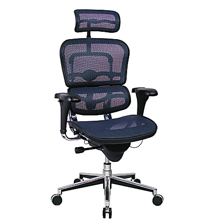 Eurotech Ergohuman High-Back Ergonomic Mesh Chair, Blue/Chrome