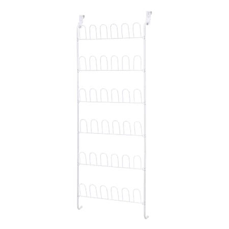 Honey-Can-Do 18-Pair Over-The-Door Shoe Rack, 63"H x 5 7/8"W x 22 3/8"D, White