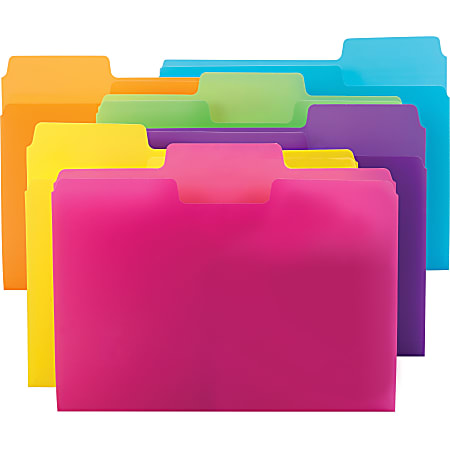 Smead® SuperTab File Folders, Letter Size, 1/3 Cut, Assorted Colors, Pack Of 18
