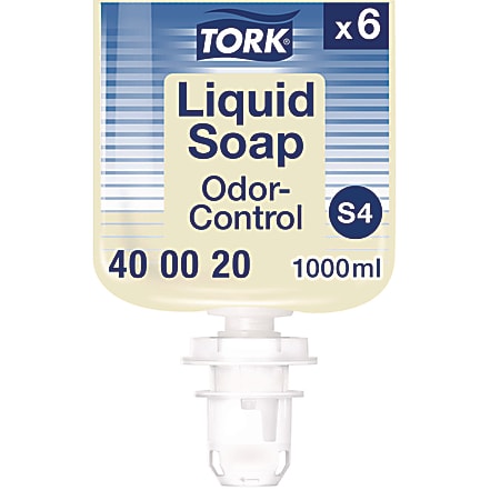 Tork® Odor-Control Hand Soap Liquid S4 Refill, Perfume-Free, 1 L, 6/Carton