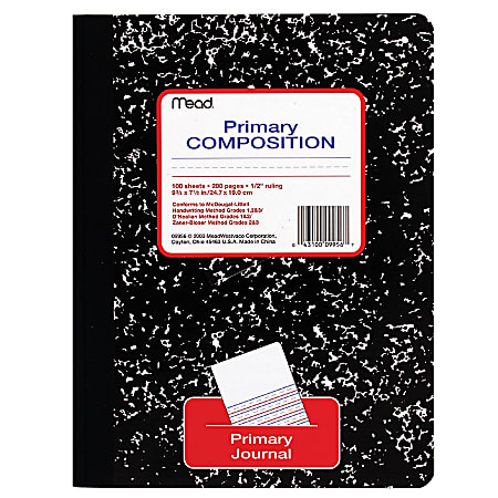 Mead® Primary Journal Composition Book, 7 1/2" x 9 3/4", Primary Ruled, 100 Sheets, Black
