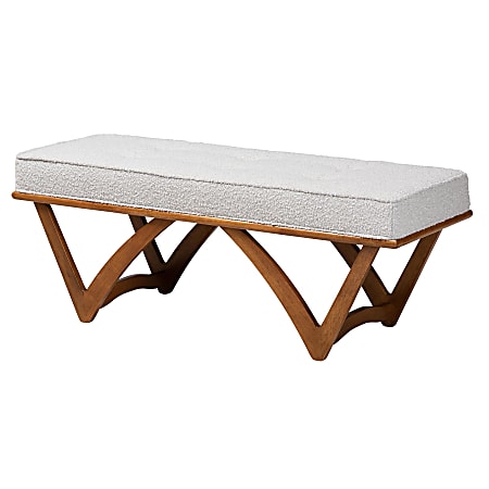 Baxton Studio Chenoa Japandi Bench, 18-5/16”H x 47-1/4”W x 17-3/4”D, Light Gray/Walnut Brown