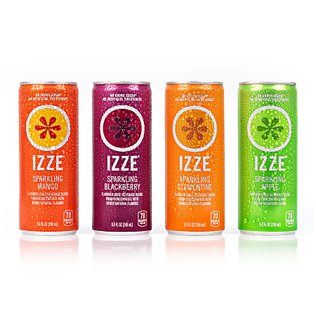 IZZE Sparkling Juice Beverage Variety Pack 8.4 Oz Pack Of 24