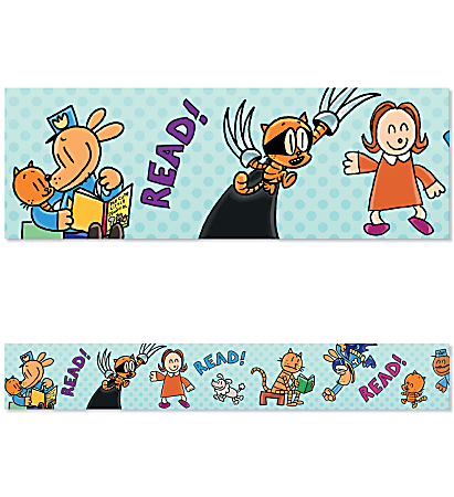 Scholastic Teacher's Friend Dog Man Reading Trimmers, Assorted Colors, Set Of 12 Trimmers