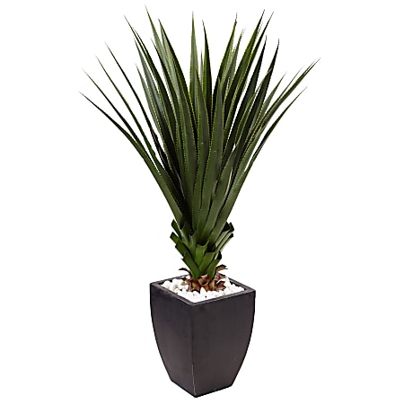 Nearly Natural 4-1/2'H Spiked Agave Artificial Plant With Planter, Black/Green