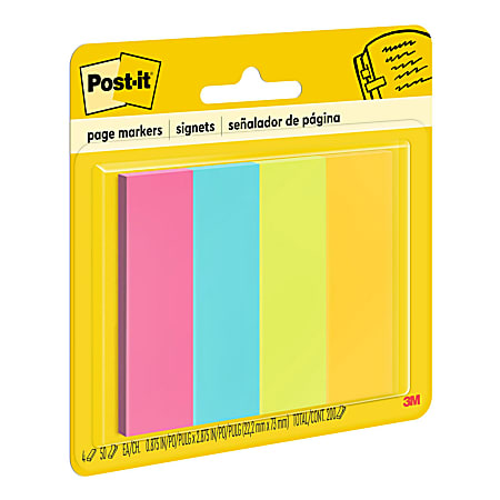 Post-it Page Flag Markers Assorted Brights 50 Strips/Pad 4 Pads/Pack
