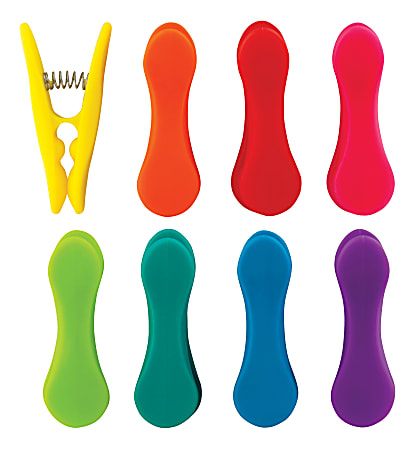 Kikkerland Design Rainbow Bag Clips, Assorted Colors, Pack Of 8 Clips