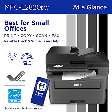 Brother MFC-L2827DWXL Impresora Multifuncion Monocromo Laser WiFi Duplex  Fax 32ppm